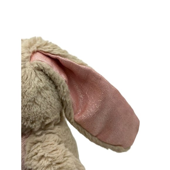b. Boutique By Evergreen 10" Cuddly Rabbit Metallic Pink Ears Beige No Blanket - Picture 5 of 9